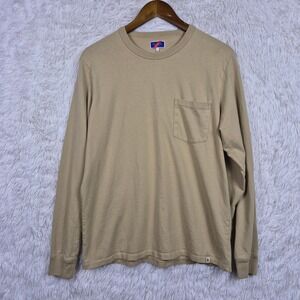 Best Made Co Tan Khaki Long Sleeve Pocket T-Shirt Mens Med 100% Cotton Neutral